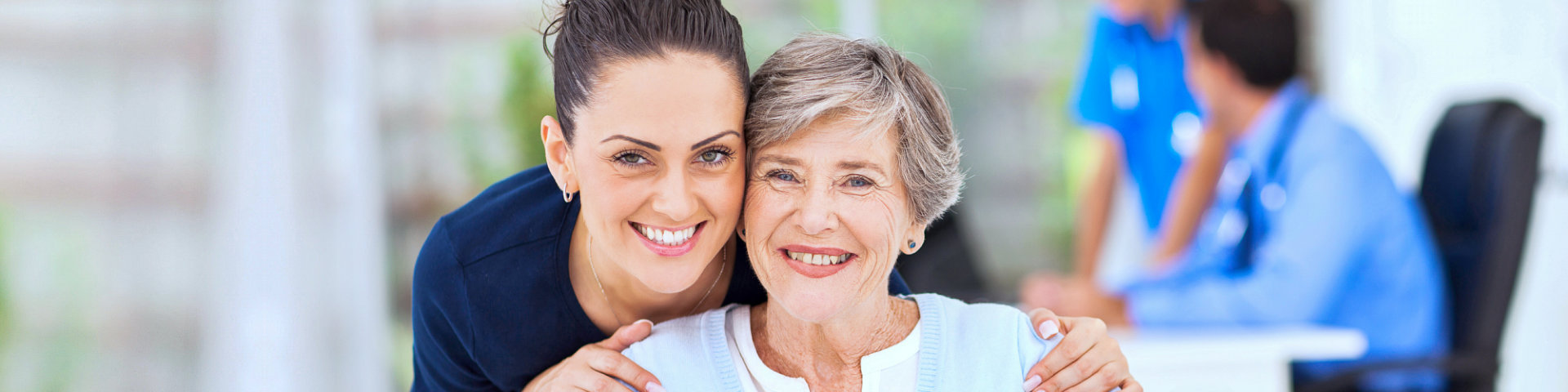 caregiver accompanying senior woman